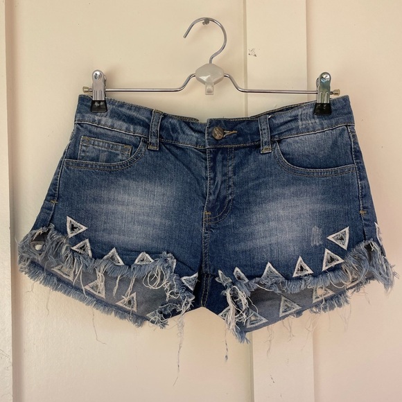 Anthropologie Boho Distressed Jean Shorts - Picture 1 of 6